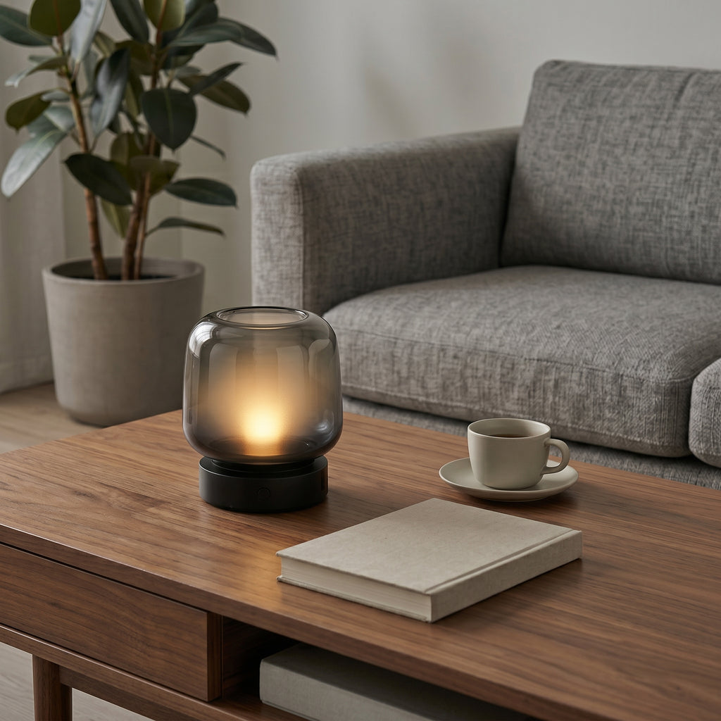 Smoked Glass Ambient Table Lamp