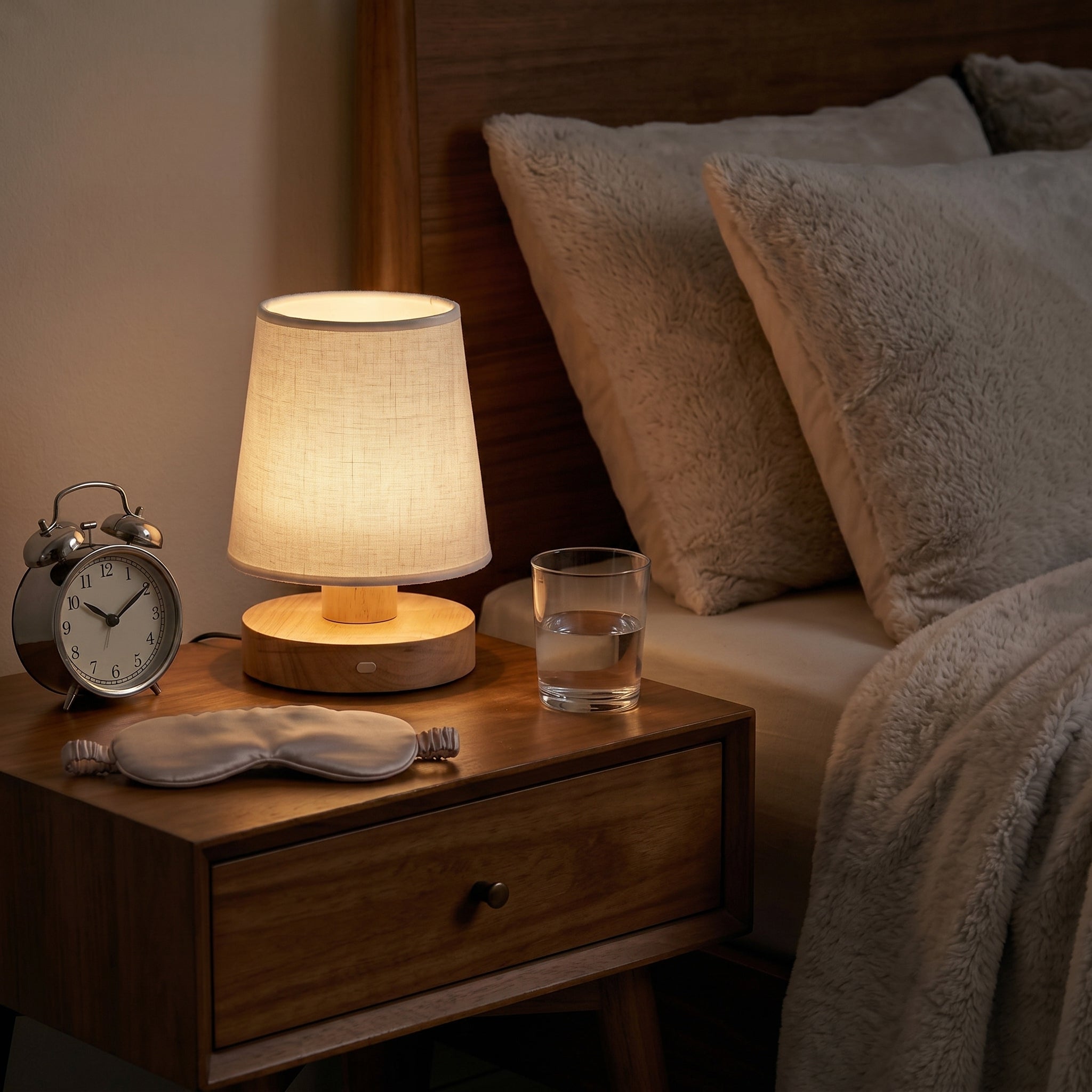 Modern Wooden Bedside Lamp
