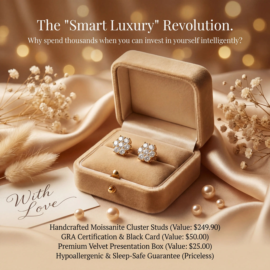 csandiva™ VVS1 Moissanite Cluster Studs - Sleep-Safe Screw Backs & 24/7 Everyday Brilliance | Claim 90% OFF Today🔥