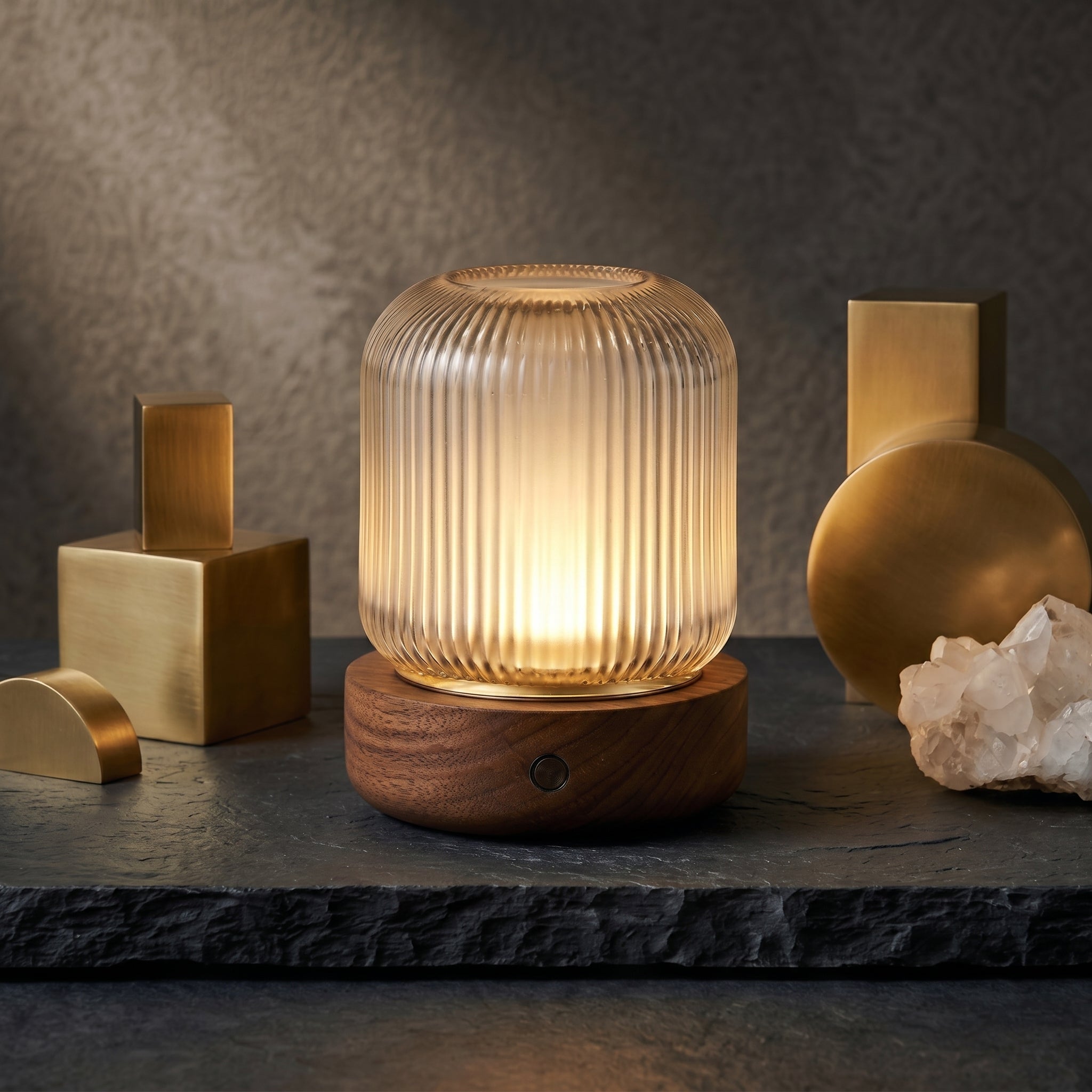 Minimalist Ribbed Glass Table Lamp