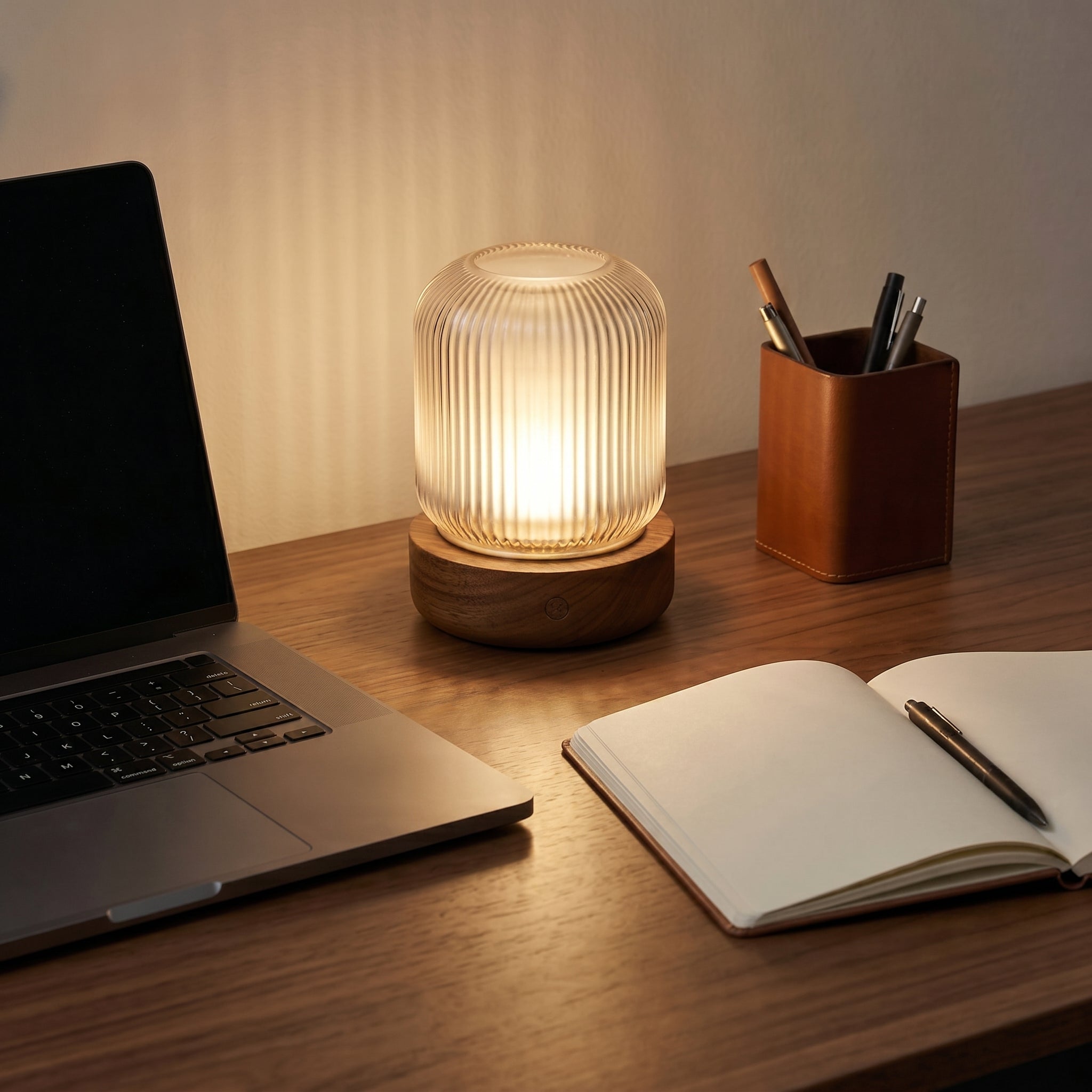 Minimalist Ribbed Glass Table Lamp