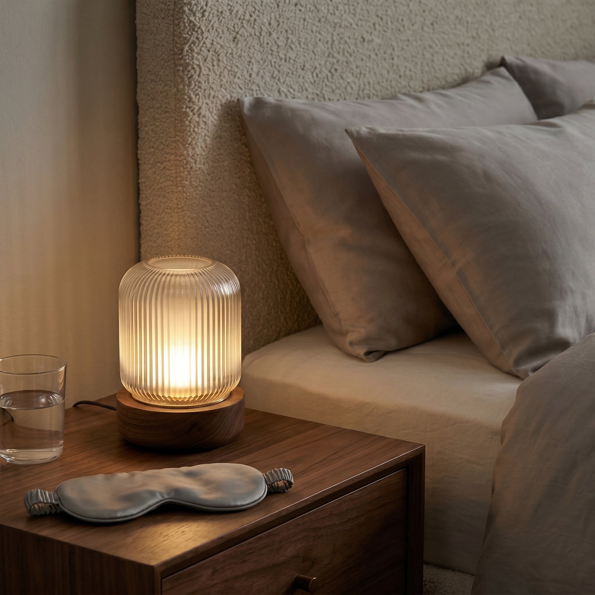Minimalist Ribbed Glass Table Lamp